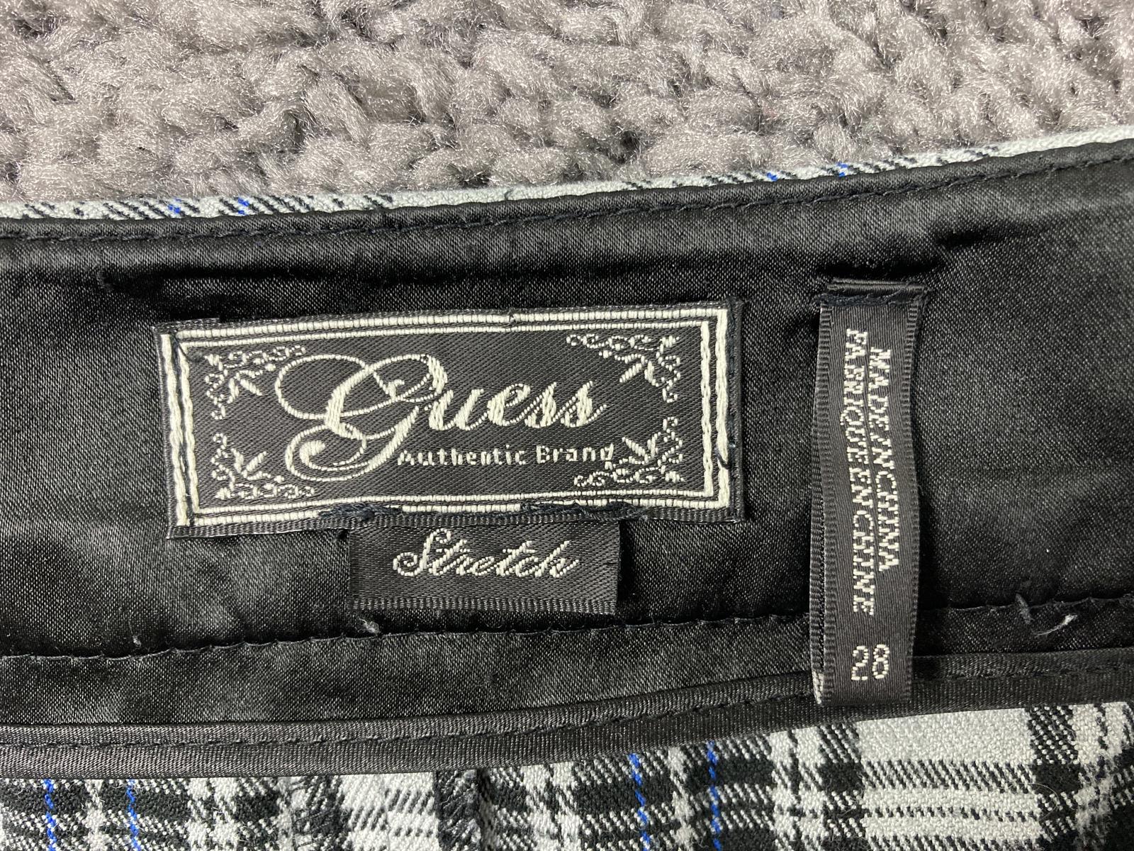 Guess Women Plaid Mini Skirt Size 28 Blue Gray Y2K Style Zip Closure
