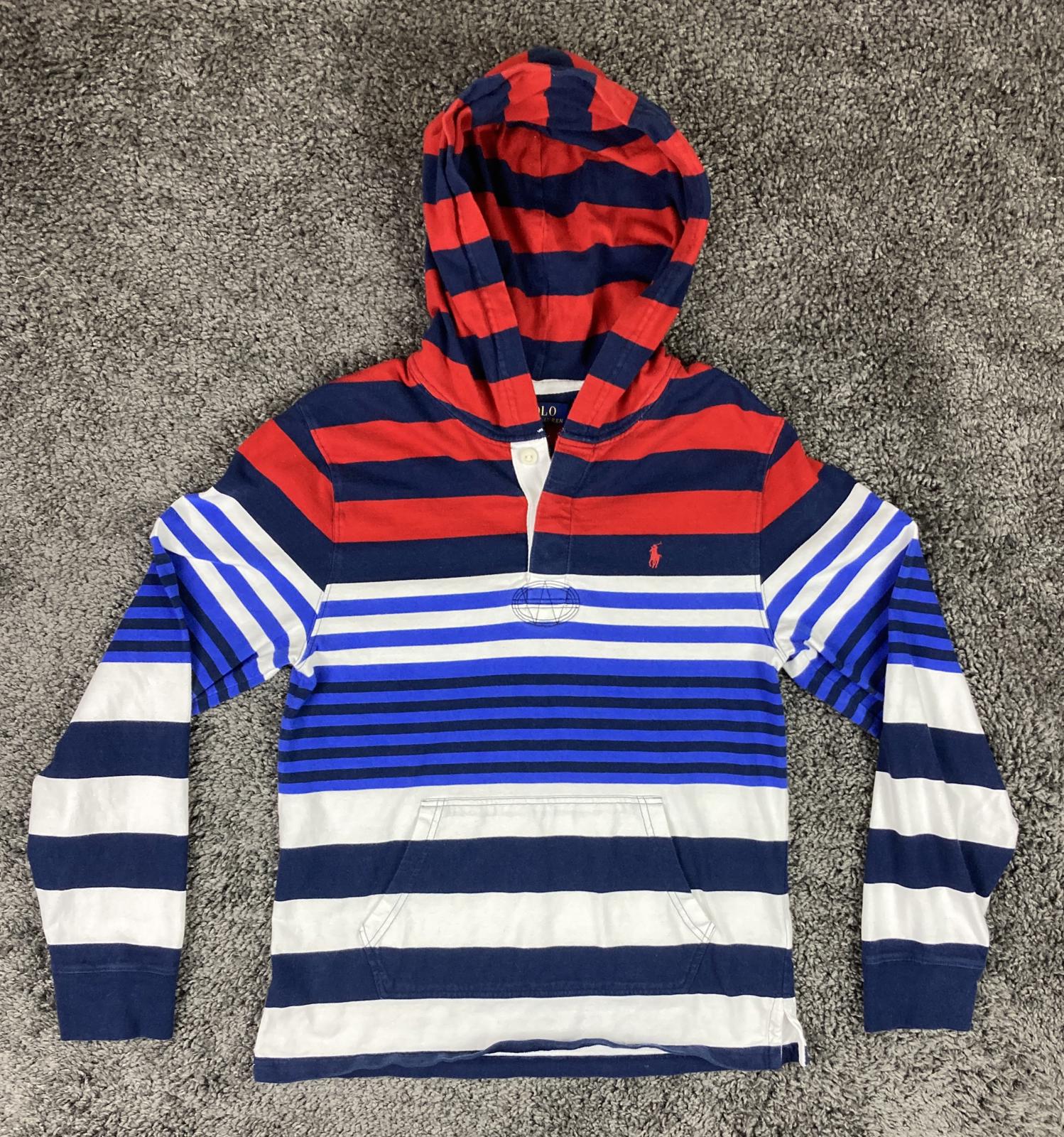 Polo Ralph Lauren Hoodie Navy Blue Red Striped Size XL