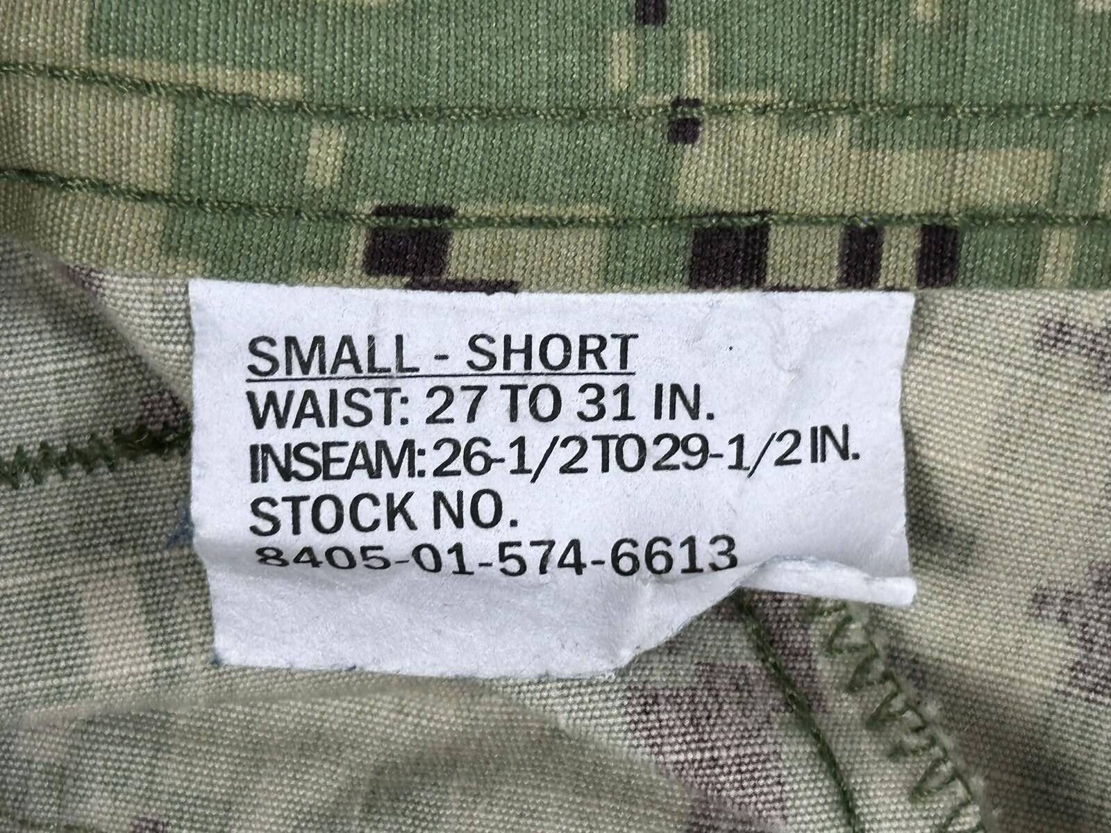 US Navy NWU Type III Camo Cargo Pants Men AOR2 Digital Green Sz Small Short