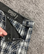 Guess Women Plaid Mini Skirt Size 28 Blue Gray Y2K Style Zip Closure