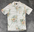 Billabong Sundays Vacay Hawaiian Shirt Men's Floral Organic Cotton Beige Sz L