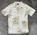 Billabong Sundays Vacay Hawaiian Shirt Men's Floral Organic Cotton Beige Sz L