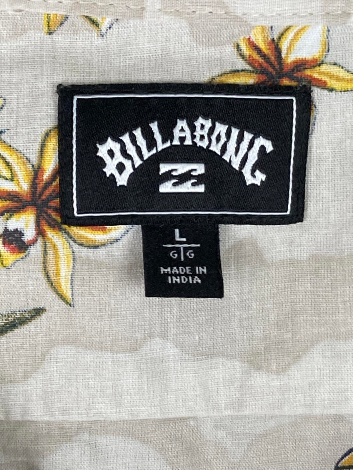 Billabong Sundays Vacay Hawaiian Shirt Men's Floral Organic Cotton Beige Sz L