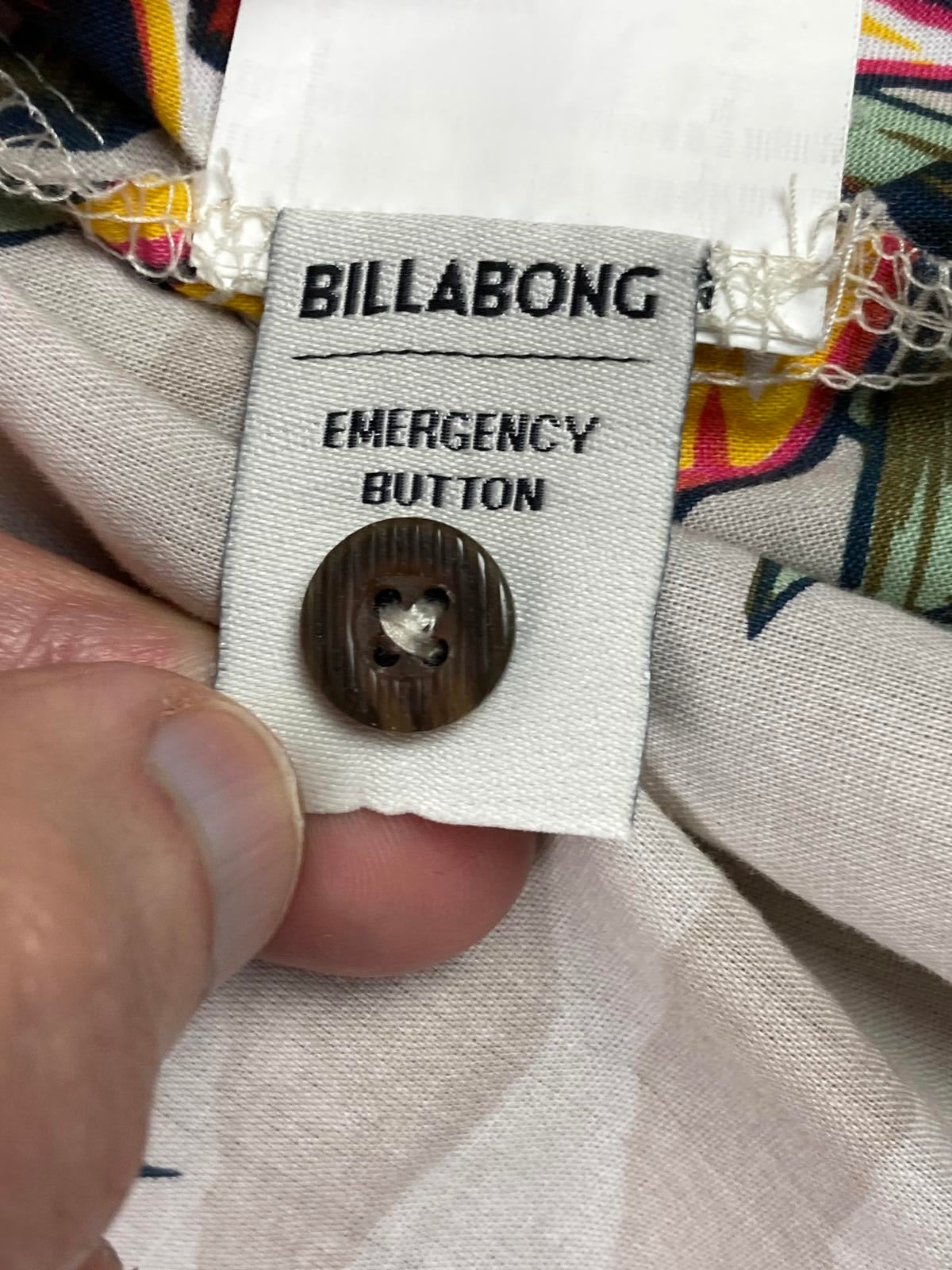 Billabong Sundays Vacay Hawaiian Shirt Men's Floral Organic Cotton Beige Sz L