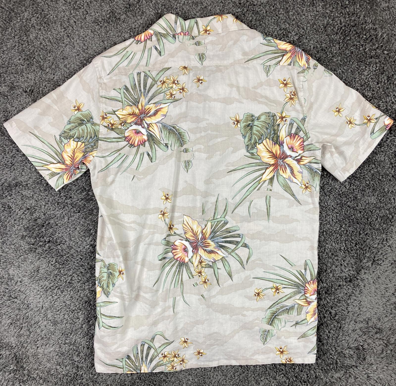 Billabong Sundays Vacay Hawaiian Shirt Men's Floral Organic Cotton Beige Sz L