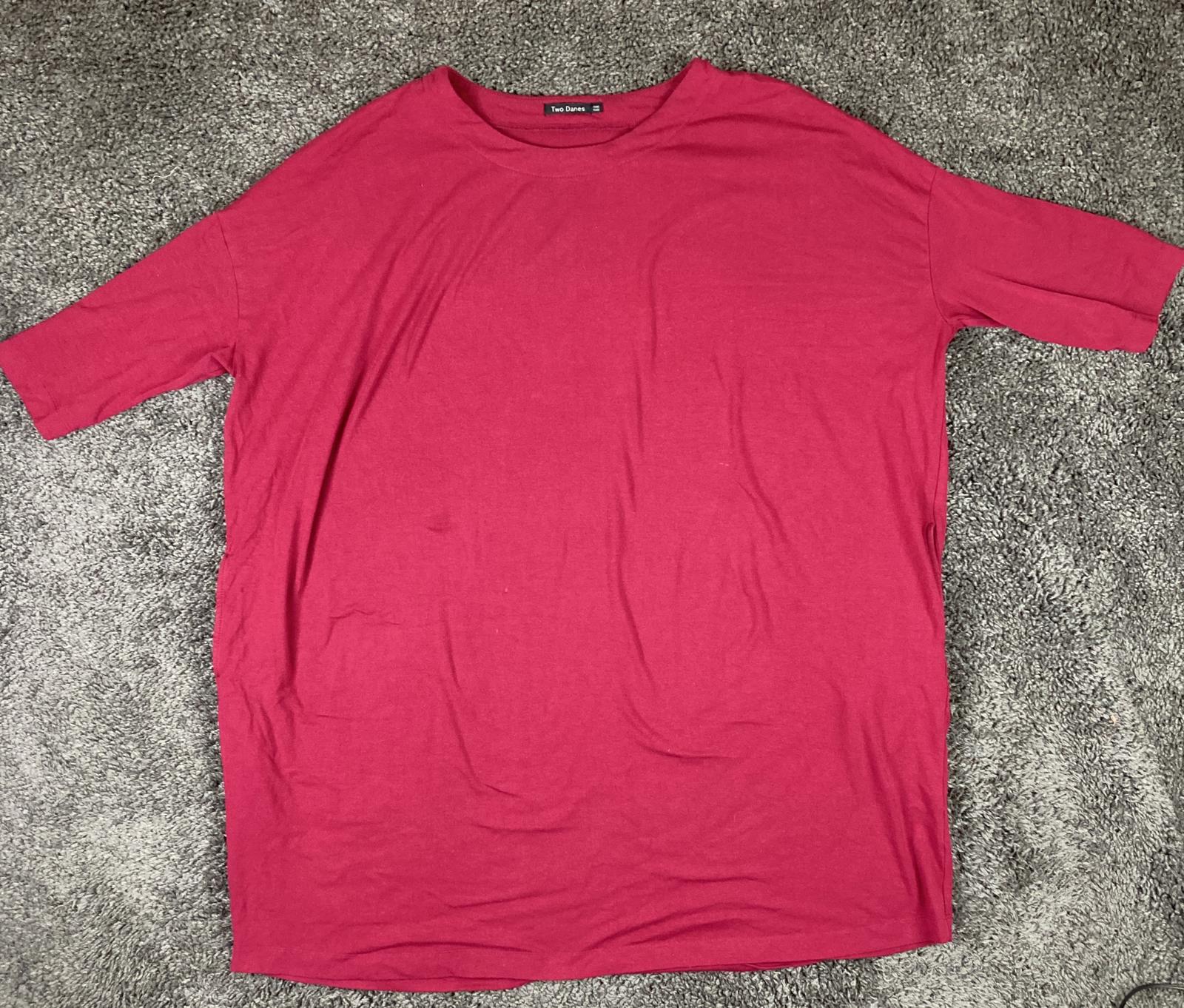Two Danes Pink Bamboo Pocket Tunic Top Roni Rabl Lagenlook Oversized  One Size