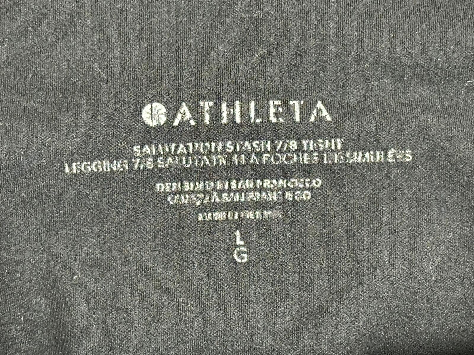 Athleta Salutation Stash 7/8 Tight Leggings Black Pockets Yoga Pants Size Large