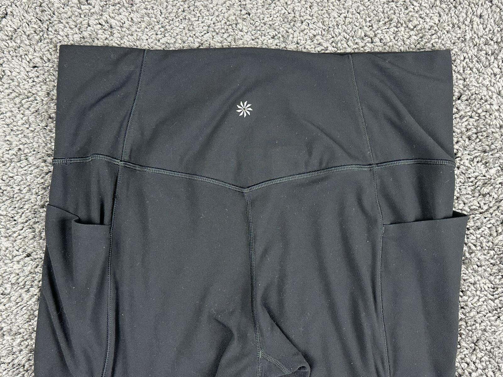 Athleta Salutation Stash 7/8 Tight Leggings Black Pockets Yoga Pants Size Large