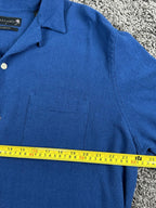 AllSaints Cudi Camp Shirt Mens Blue Short Sleeve Linen Blend Relaxed Fit Sz XL