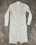 Magaschoni Gray Open Front Longline Duster Cardigan Sweater Pockets Women's Sz S