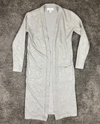 Magaschoni Gray Open Front Longline Duster Cardigan Sweater Pockets Women's Sz S