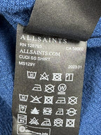 AllSaints Cudi Camp Shirt Mens Blue Short Sleeve Linen Blend Relaxed Fit Sz XL
