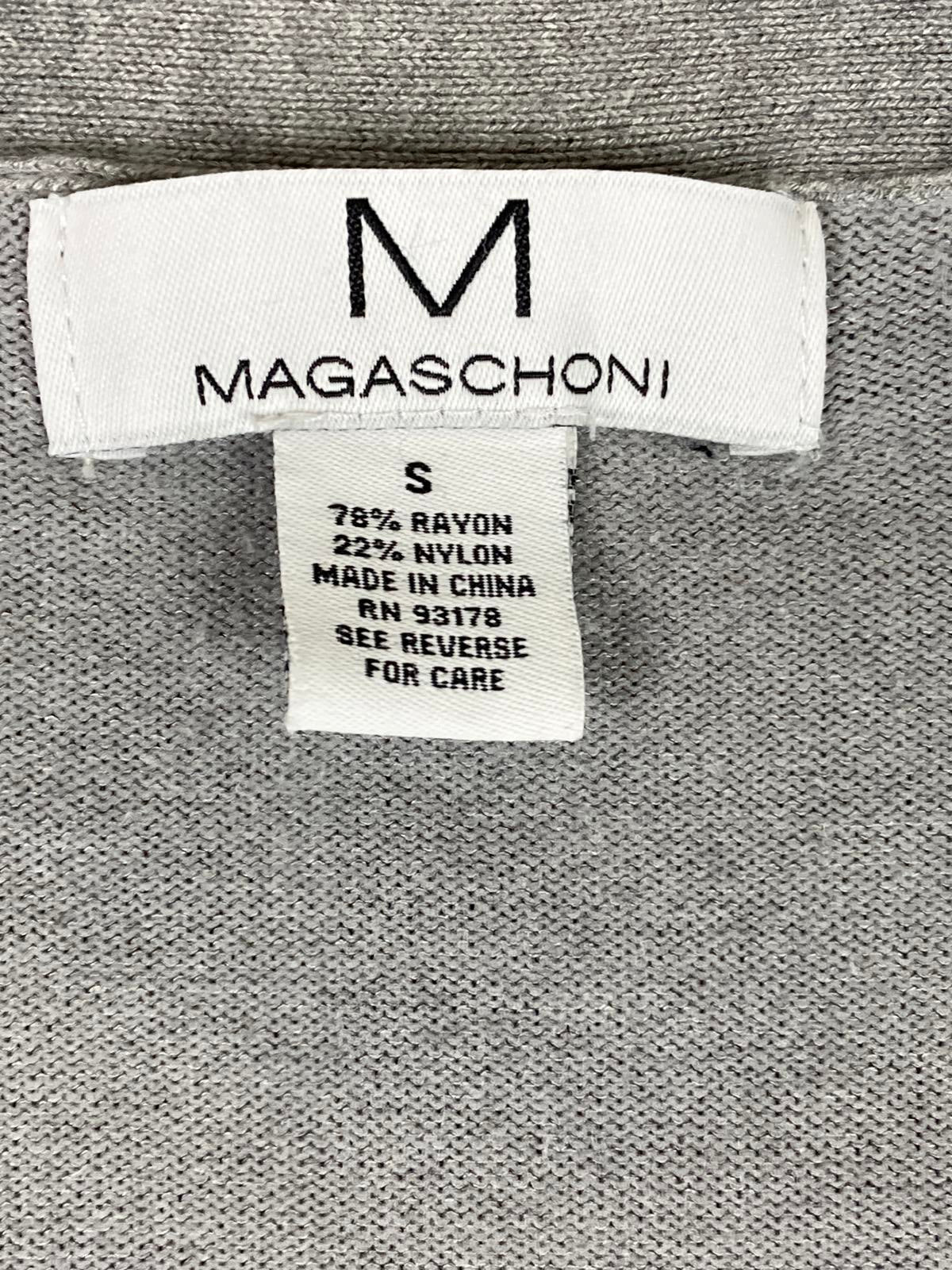 Magaschoni Gray Open Front Longline Duster Cardigan Sweater Pockets Women's Sz S