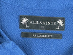 AllSaints Cudi Camp Shirt Mens Blue Short Sleeve Linen Blend Relaxed Fit Sz XL