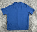 AllSaints Cudi Camp Shirt Mens Blue Short Sleeve Linen Blend Relaxed Fit Sz XL