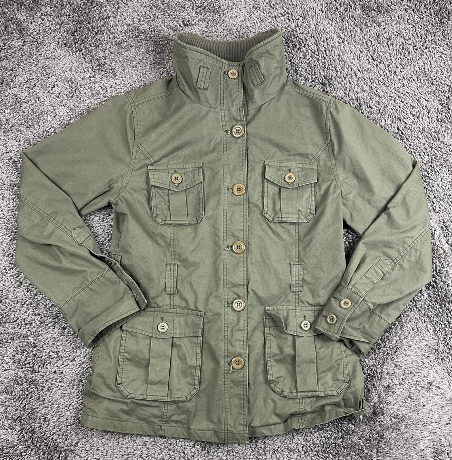 Hazel WomensOlive Green Cotton Military Utility Safari Cargo Field Jacket Sz L