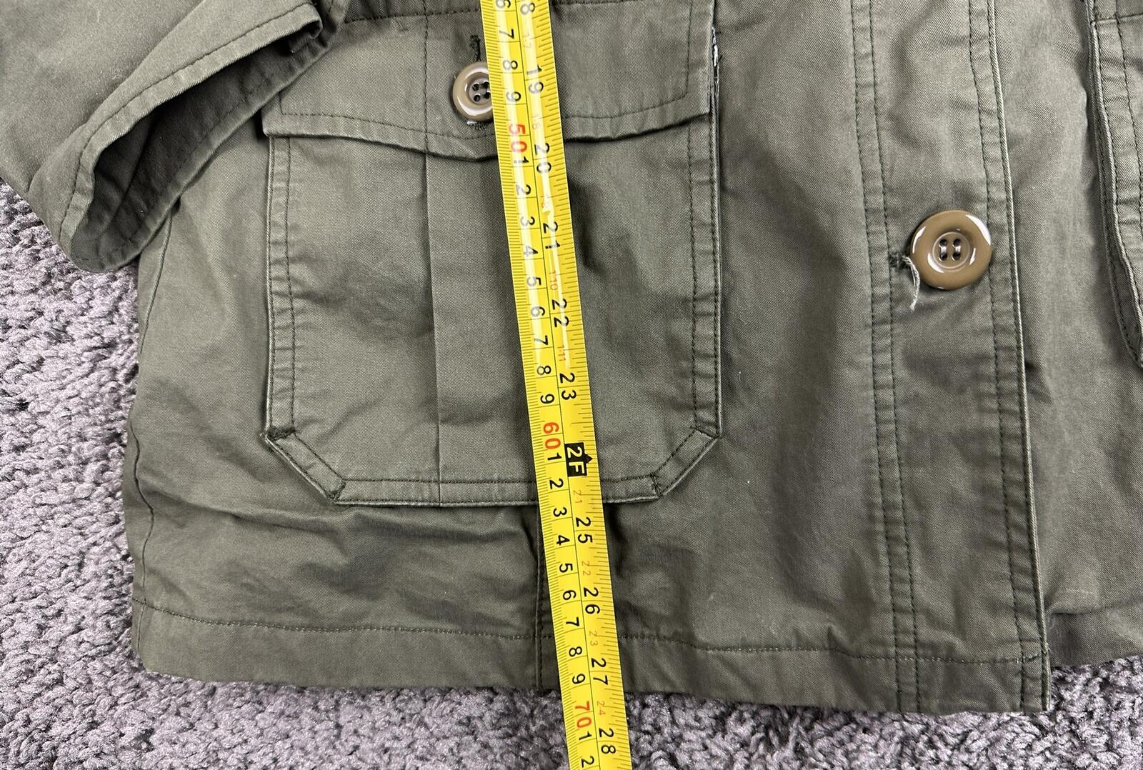 Hazel WomensOlive Green Cotton Military Utility Safari Cargo Field Jacket Sz L