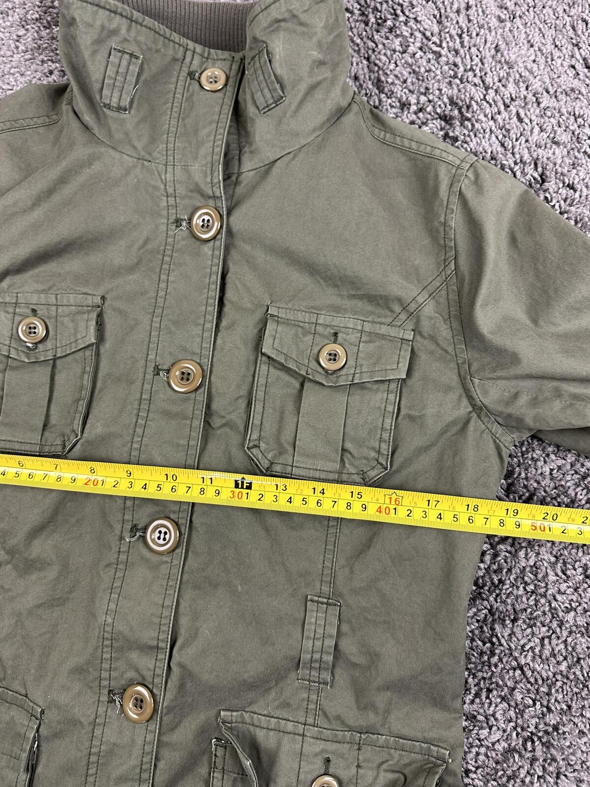 Hazel WomensOlive Green Cotton Military Utility Safari Cargo Field Jacket Sz L