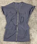 Armani Exchange AX Grey Utility Cargo Zip Front Mini Dress 100% Poly Sz SP