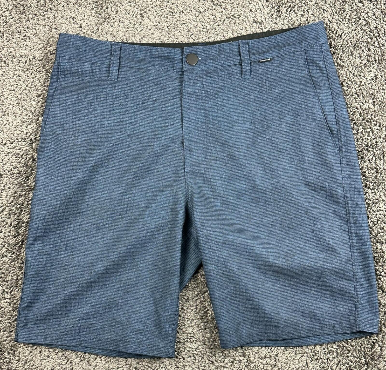 Hurley Mens Phantom Hybrid Shorts Blue Textured Quick Dry Walkshorts Sz 32