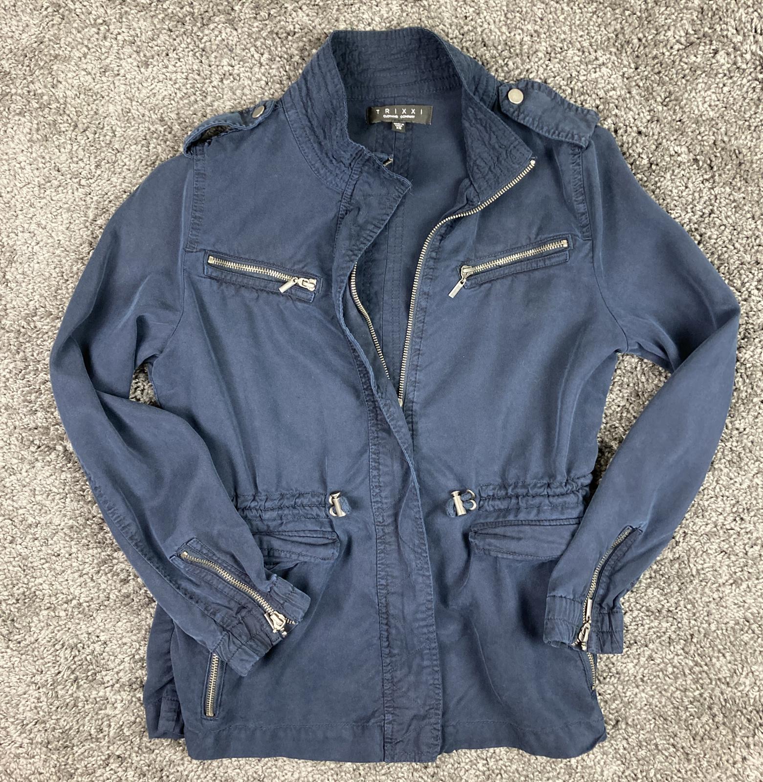 Trixxi Women’s Utility Full Zip Front Jacket- Navy Size XS