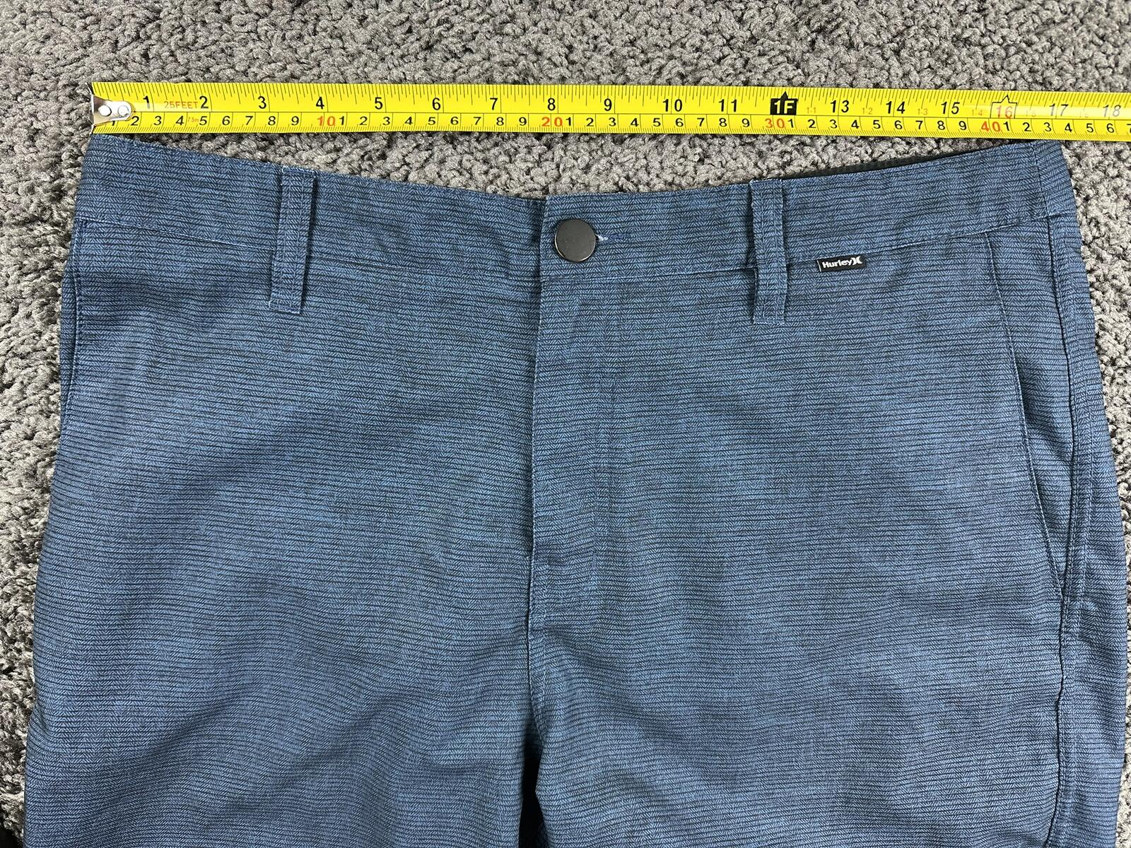 Hurley Mens Phantom Hybrid Shorts Blue Textured Quick Dry Walkshorts Sz 32