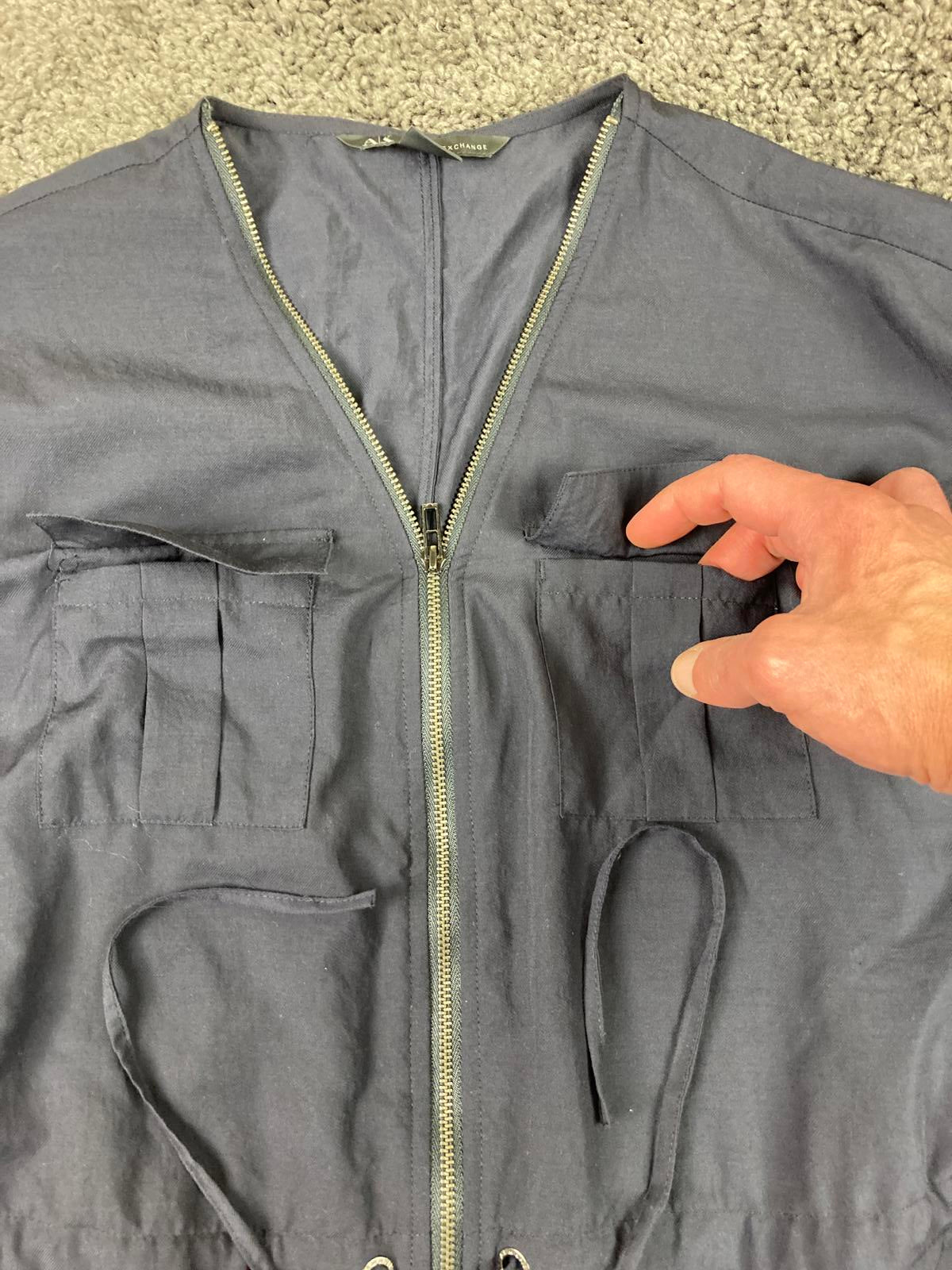 Armani Exchange AX Grey Utility Cargo Zip Front Mini Dress 100% Poly Sz SP