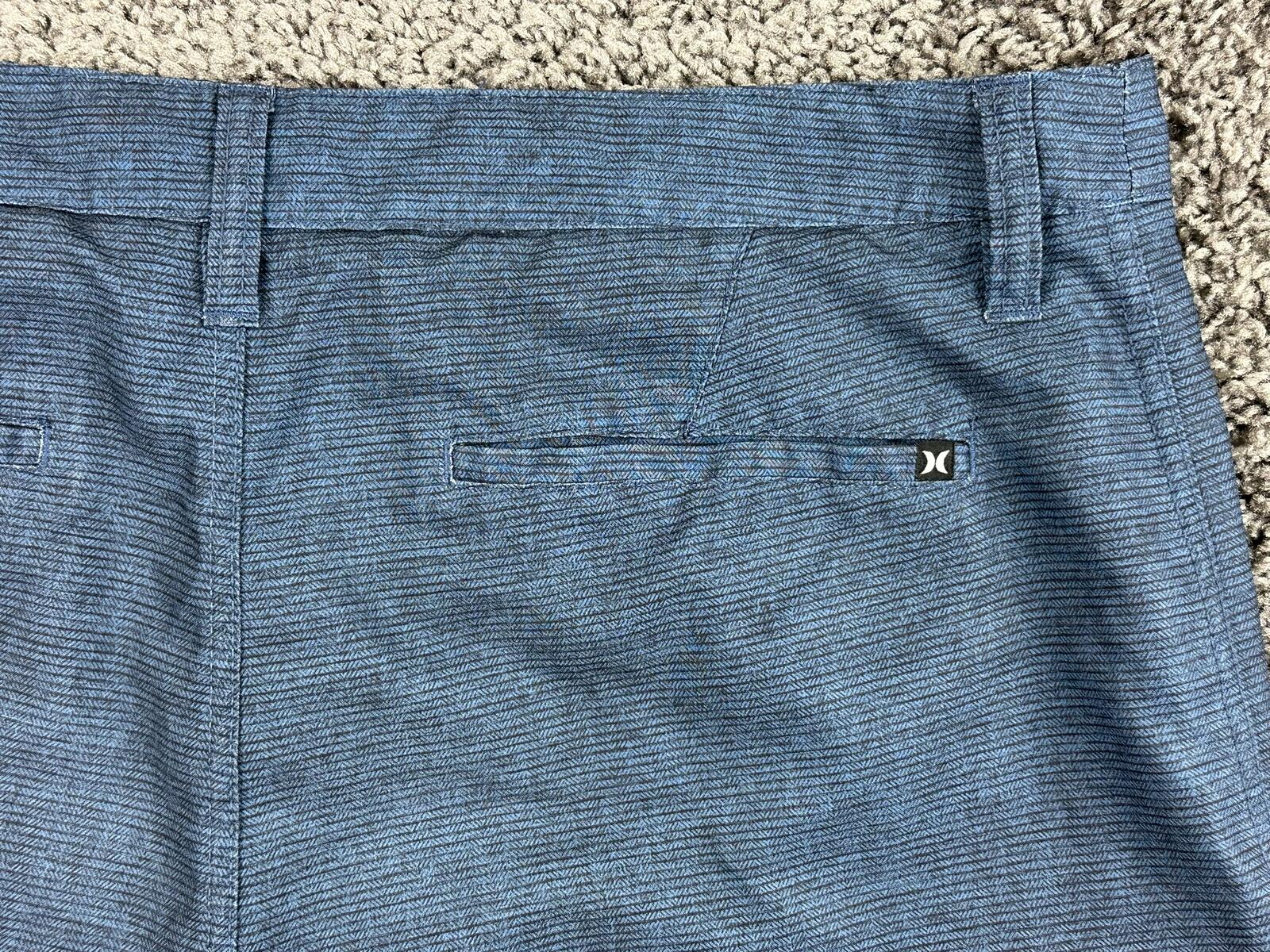 Hurley Mens Phantom Hybrid Shorts Blue Textured Quick Dry Walkshorts Sz 32