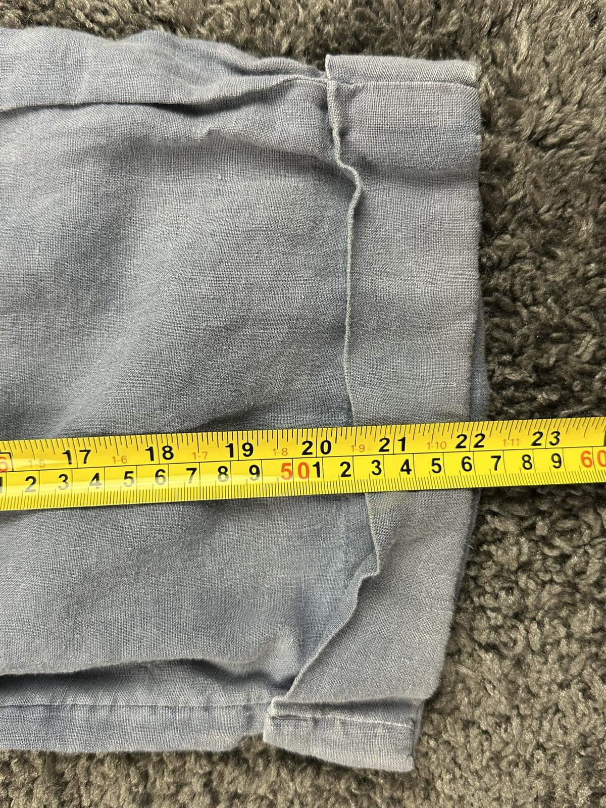 Cynthia Rowley 100% Linen Pants Women Blue Crop Wide Leg Elastic Waist Sz M