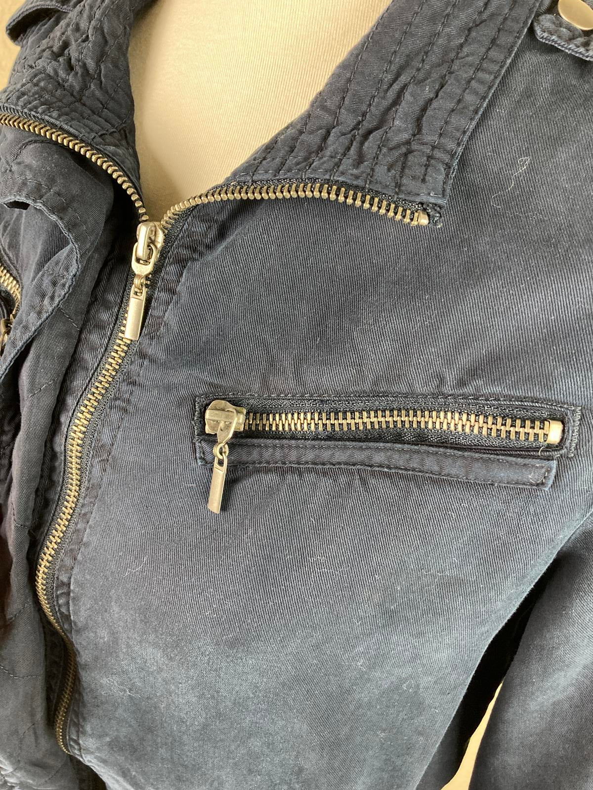 Trixxi Women’s Utility Full Zip Front Jacket- Navy Size XS