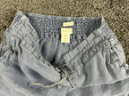 Cynthia Rowley 100% Linen Pants Women Blue Crop Wide Leg Elastic Waist Sz M