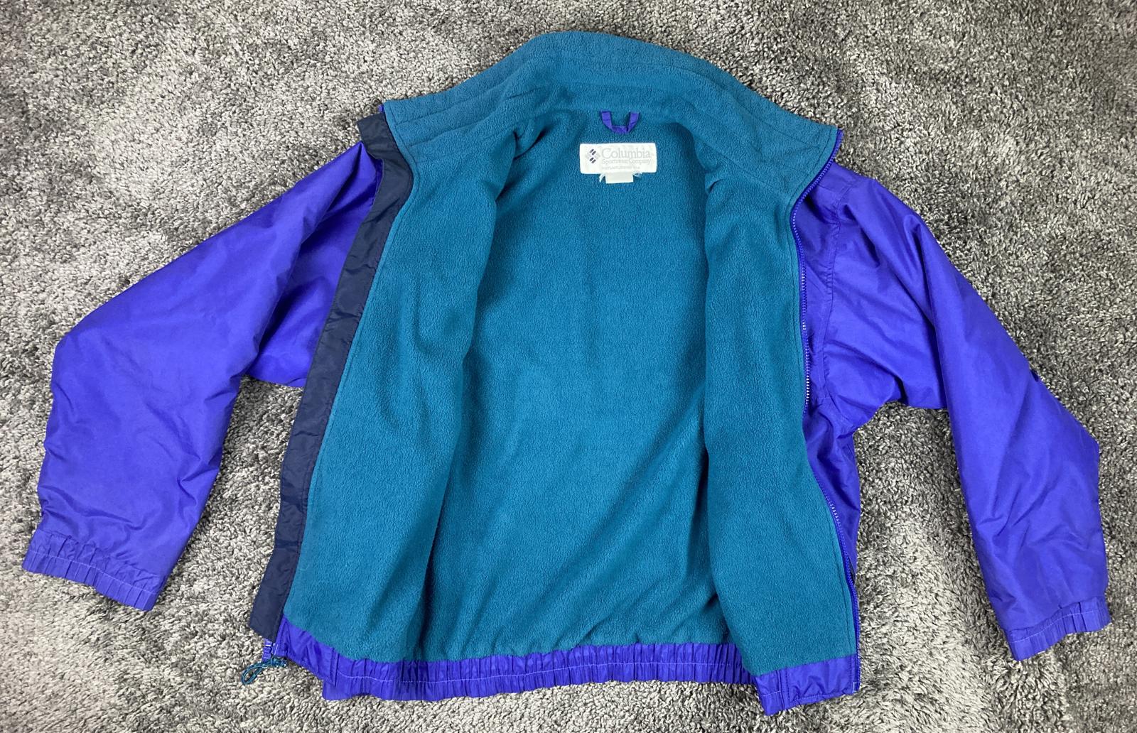 VTG 90s Columbia Sportswear Radial Sleeve Jacket Men Purple Teal Fleece Lined L