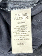 Cynthia Rowley 100% Linen Pants Women Blue Crop Wide Leg Elastic Waist Sz M