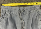 Cynthia Rowley 100% Linen Pants Women Blue Crop Wide Leg Elastic Waist Sz M