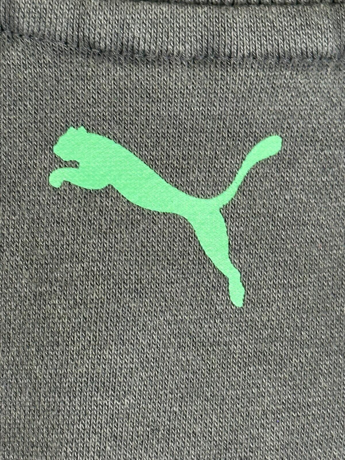 Vintage Puma Mens Full Zip Track Jacket Navy Blue Sweatshirt Green Logo Sz M