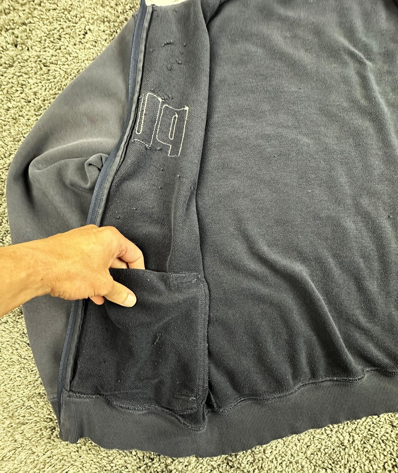Vintage Puma Mens Full Zip Track Jacket Navy Blue Sweatshirt Green Logo Sz M