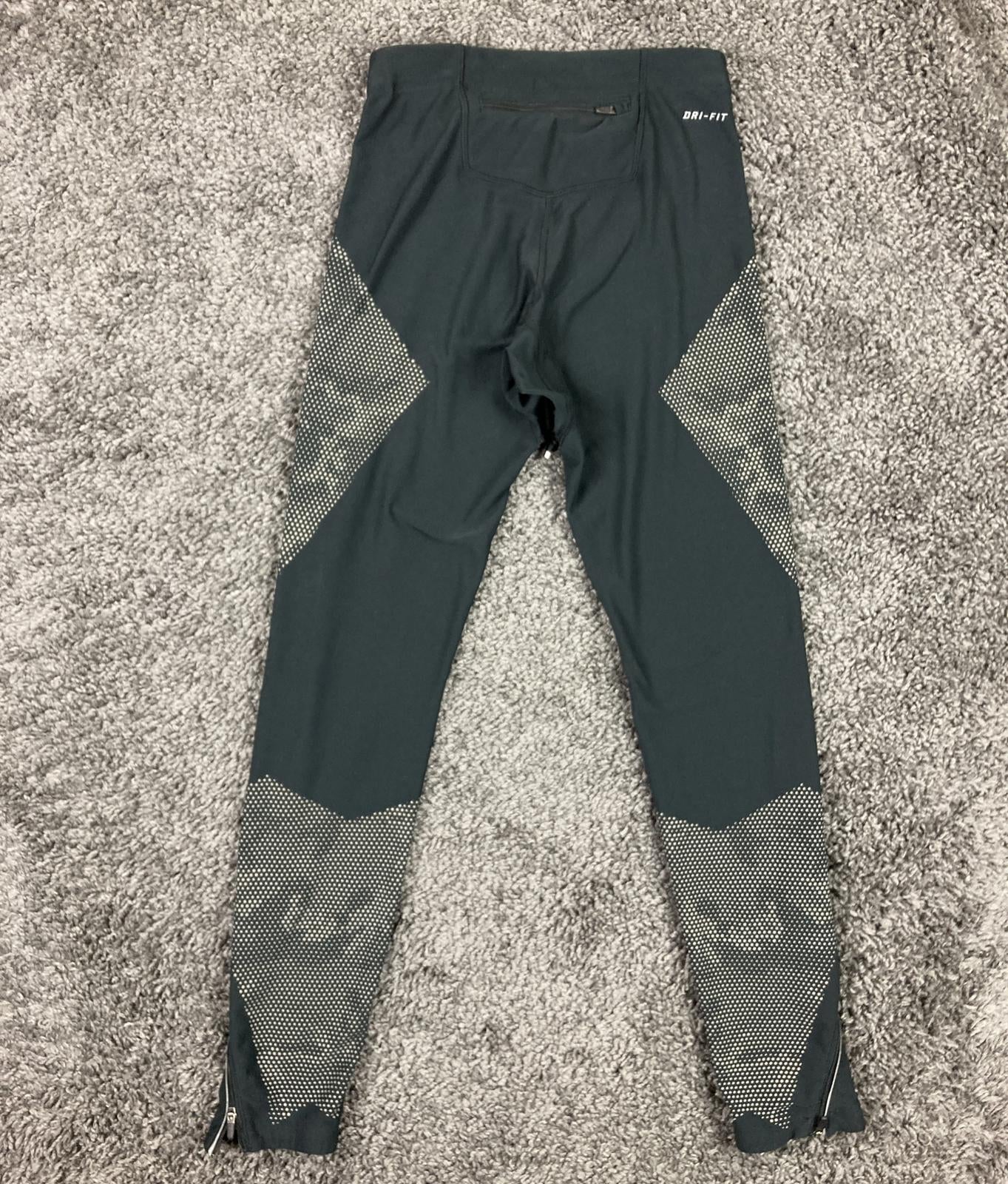 Nike Men's Running Tights Black Reflective Dri-FIT Compression Pants Sz XS