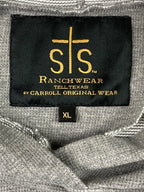 STS Ranchwear Mens Hoodie Heather Grey Waffle Knit Pullover Western Sz XL