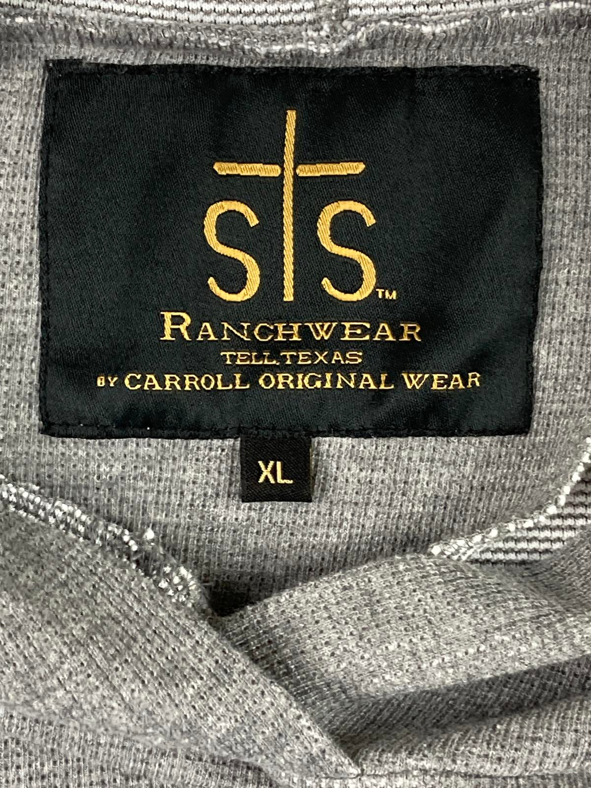 STS Ranchwear Mens Hoodie Heather Grey Waffle Knit Pullover Western Sz XL