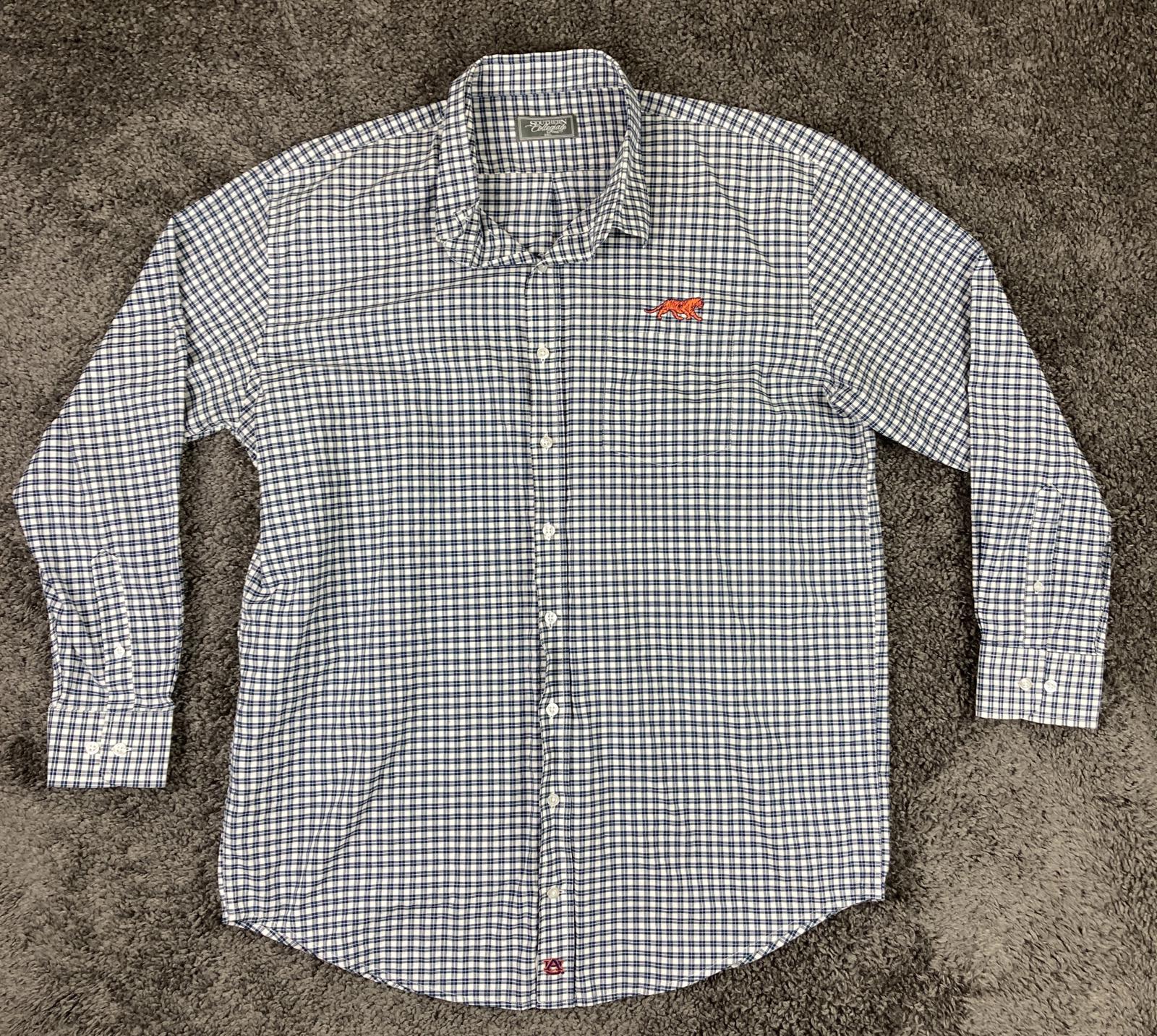 Southern Collegiate Auburn Tigers Gingham Shirt Men's Pima Cotton Blend Sz 2XL