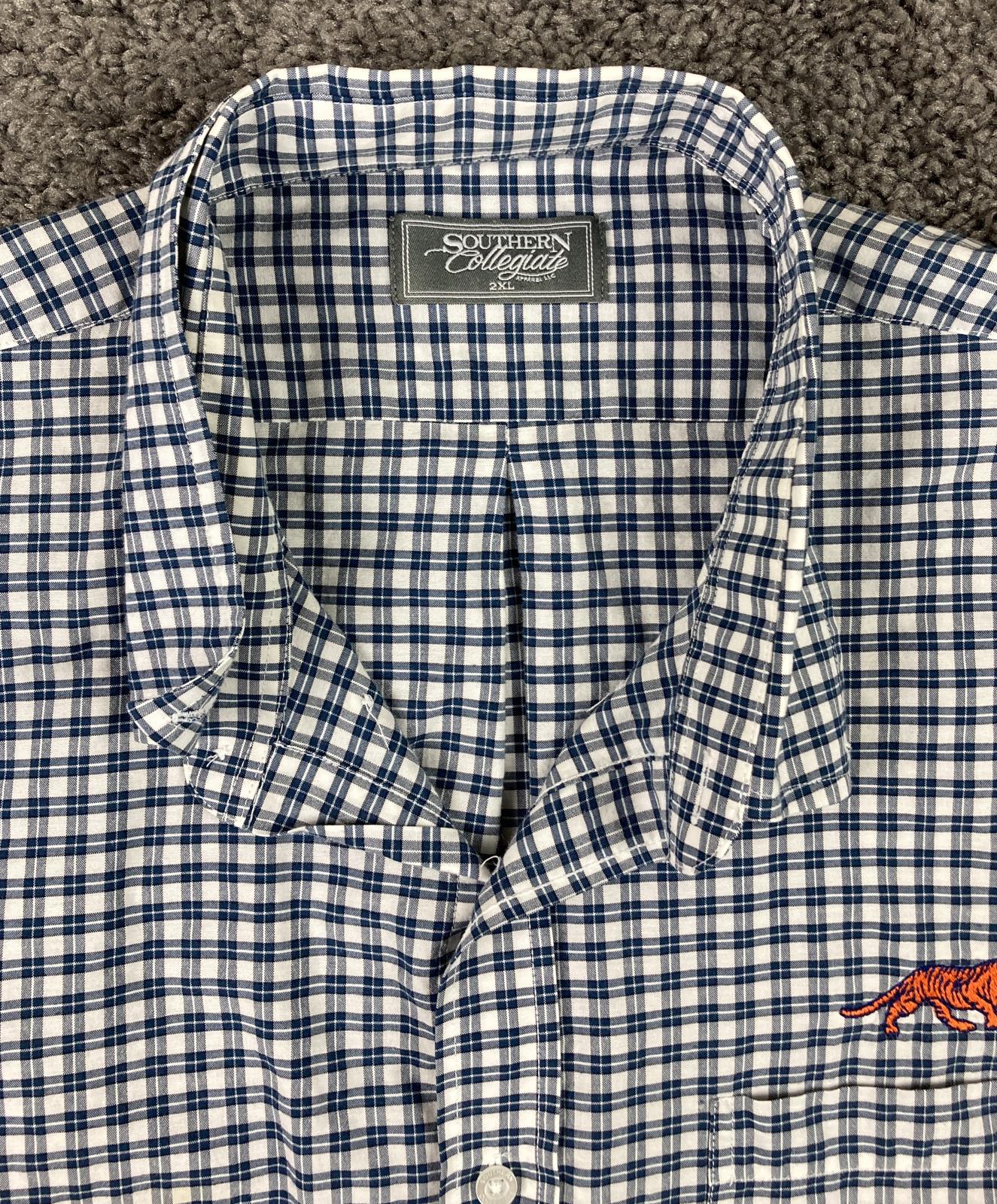 Southern Collegiate Auburn Tigers Gingham Shirt Men's Pima Cotton Blend Sz 2XL