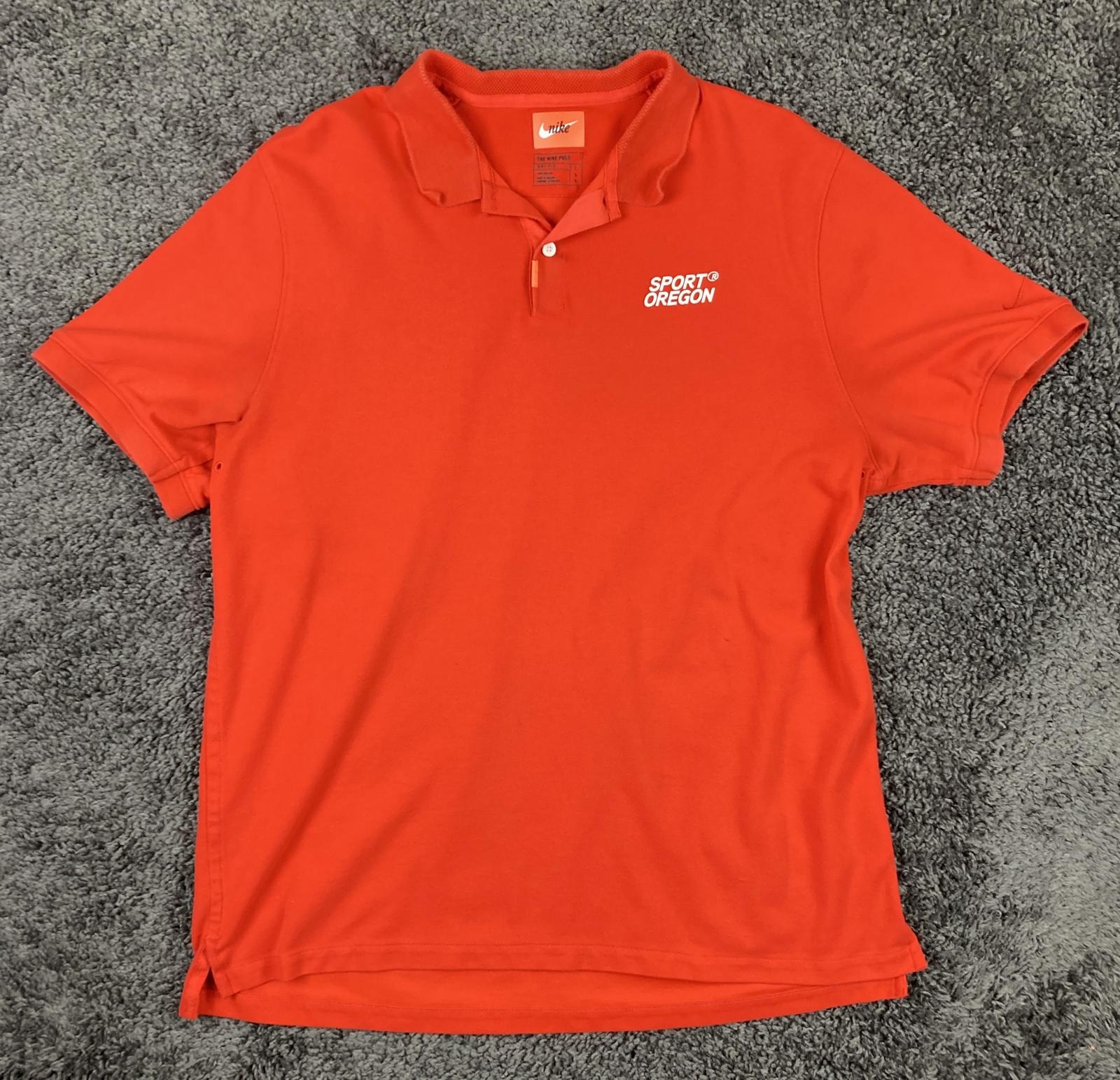 The Nike Polo Shirt Mens Orange Sport Oregon Dri-FIT Golf Size Large