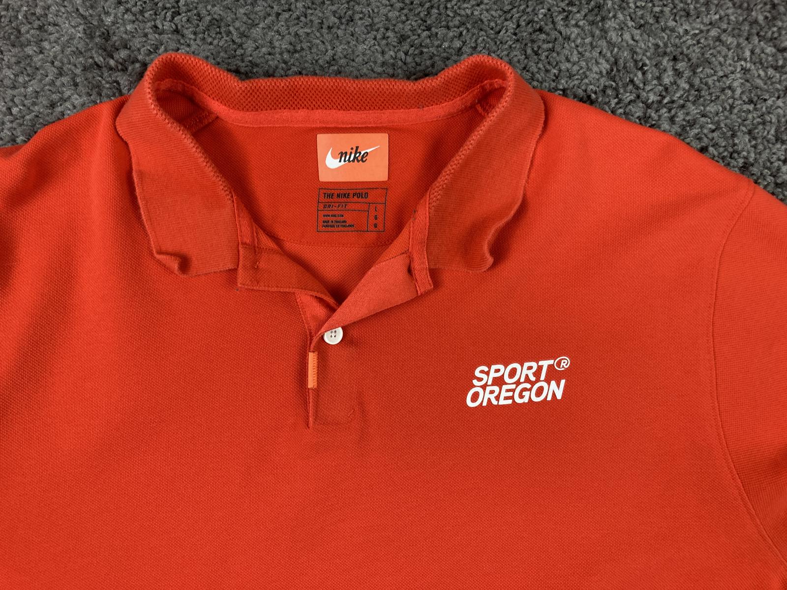 The Nike Polo Shirt Mens Orange Sport Oregon Dri-FIT Golf Size Large