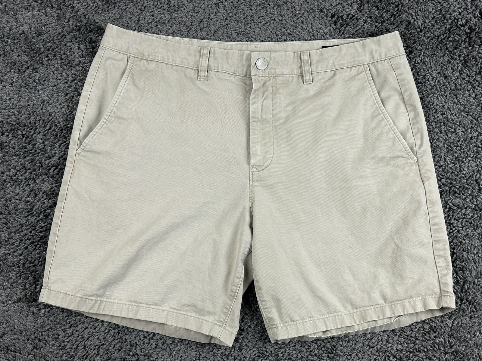 Bonobos Mens Stretch Washed Chino Shorts Khaki Tan Flat Front 7 Inseam Size 36