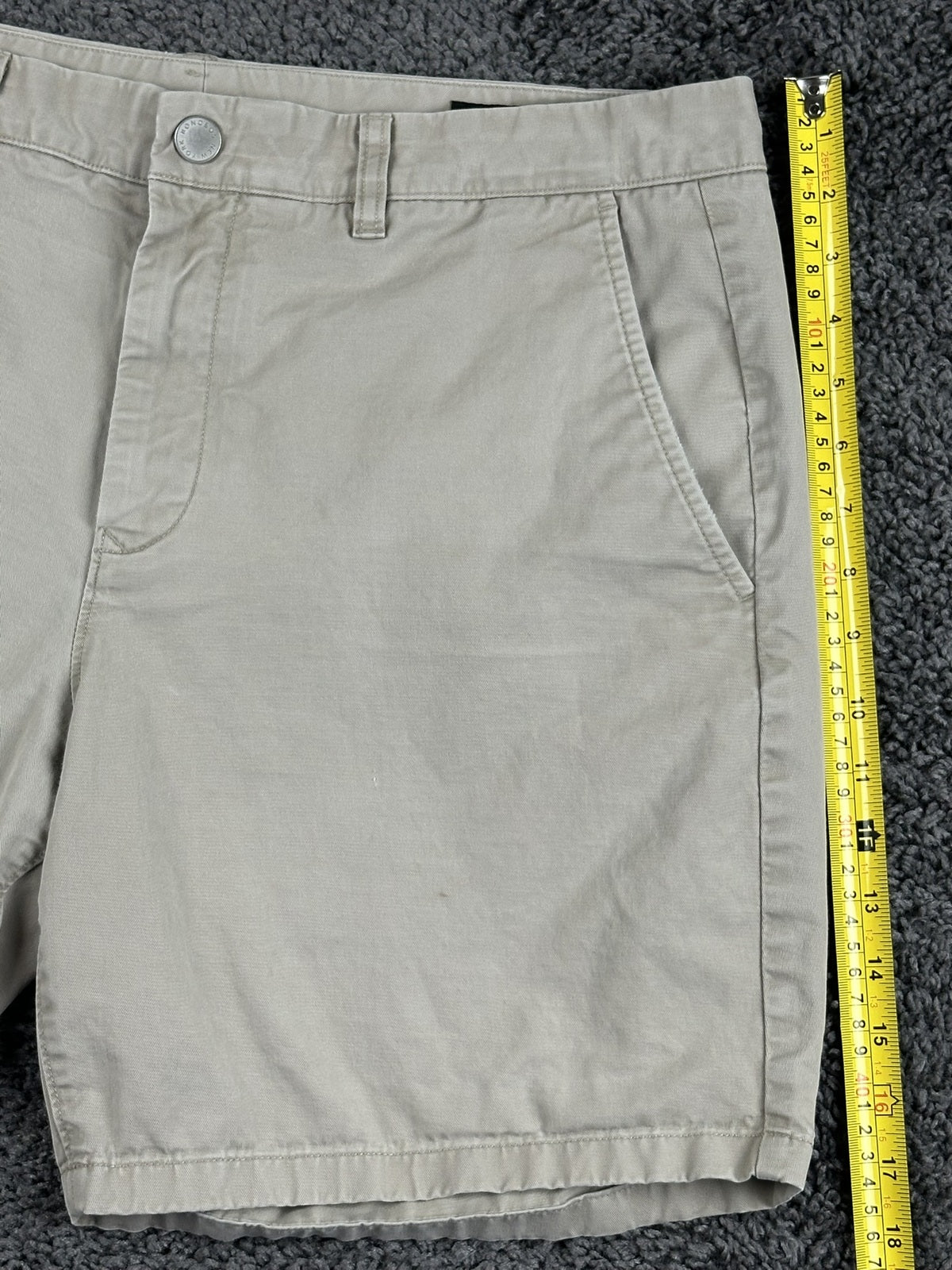 Bonobos Mens Stretch Washed Chino Shorts Khaki Tan Flat Front 7 Inseam Size 36