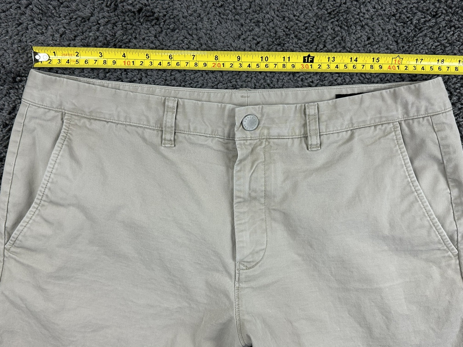 Bonobos Mens Stretch Washed Chino Shorts Khaki Tan Flat Front 7 Inseam Size 36