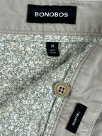 Bonobos Mens Stretch Washed Chino Shorts Khaki Tan Flat Front 7 Inseam Size 36