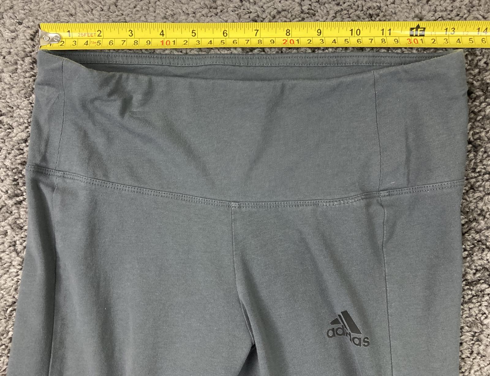 Adidas Women's Essentials 3-Stripe 7/8 Cotton Tights Gray High Rise Size M