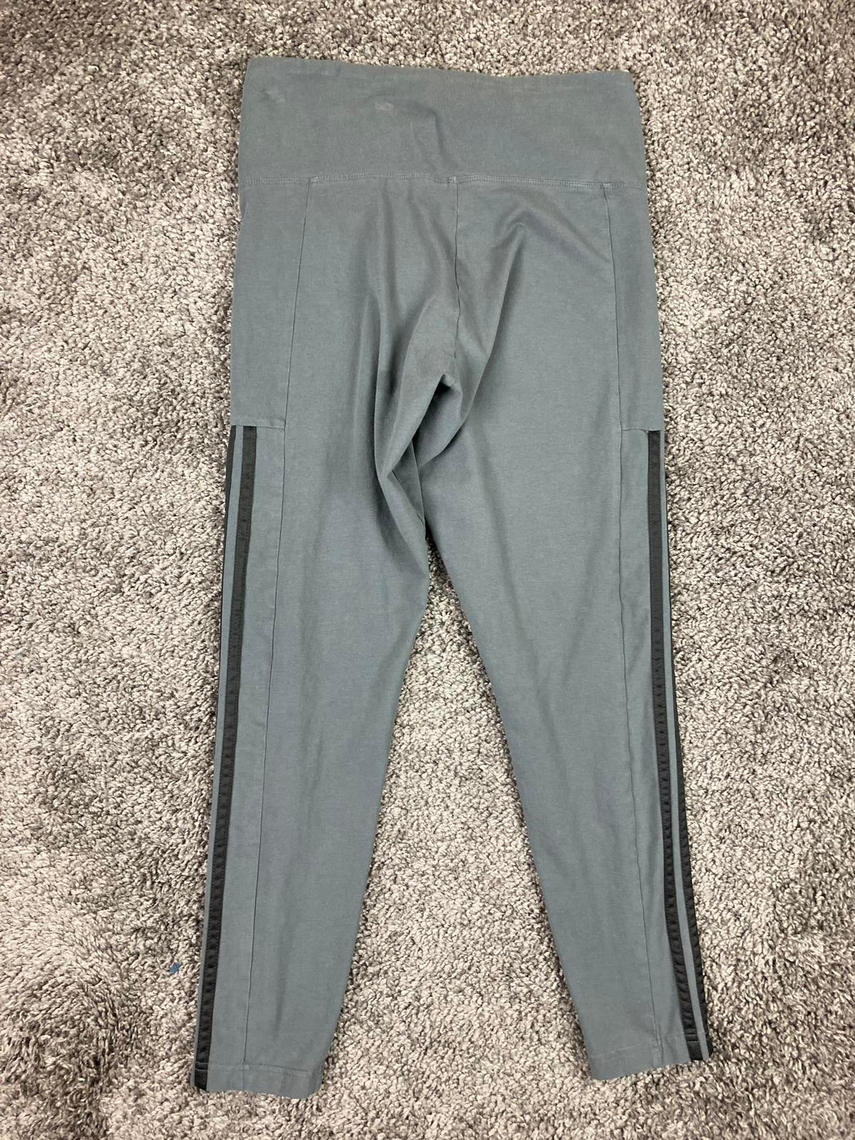Adidas Women's Essentials 3-Stripe 7/8 Cotton Tights Gray High Rise Size M