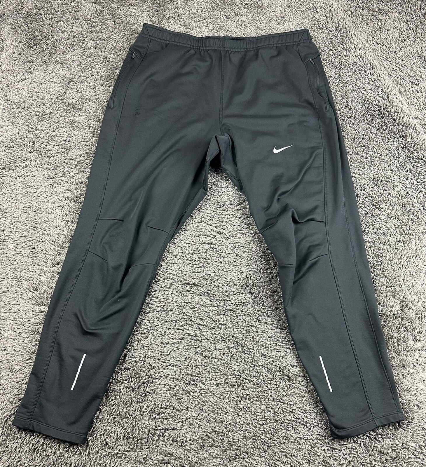 Nike Mens Therma Dri-Fit Fleece Running Pants Thermal Joggers Black Zip Cuffs XL